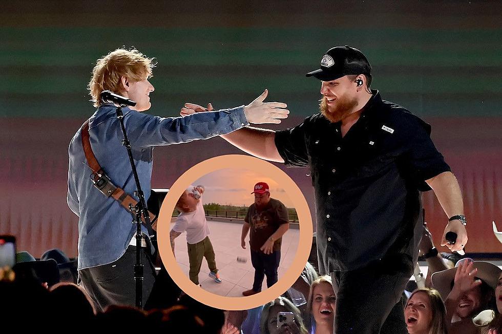 Watch Luke Combs Teach Ed Sheeran How to Shotgun a Beer