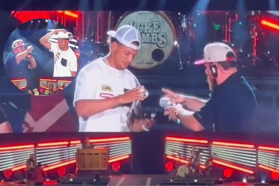 Luke Combs Shotguns Beers With Patrick Mahomes Onstage!