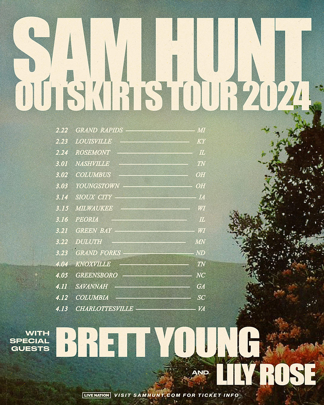 Sam Hunt Reveals 2024 Outskirts Tour Dates