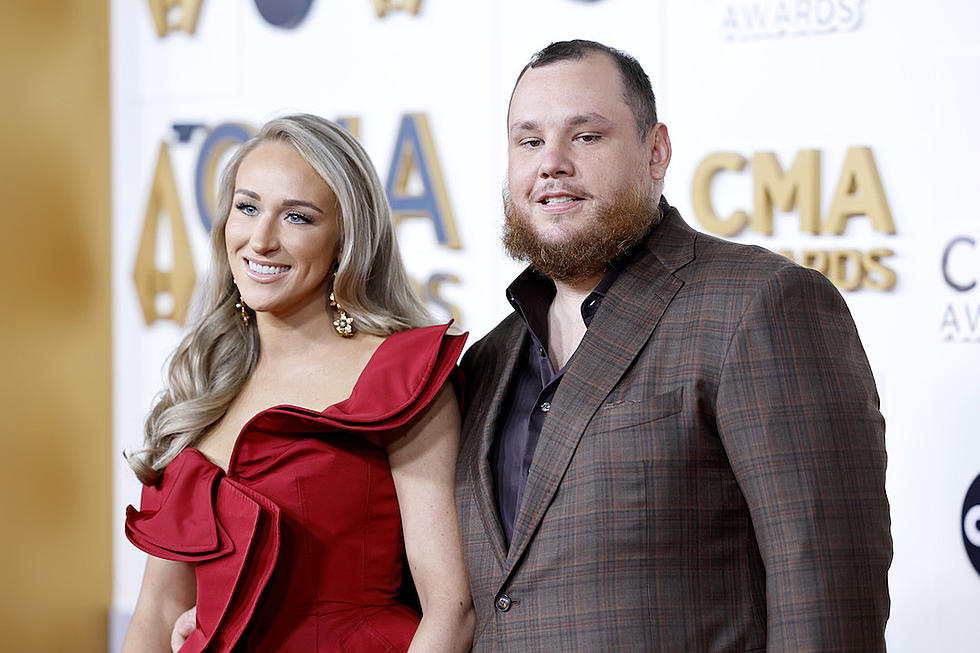 Luke Combs + Wife Nicole Ravish in Red on the 2023 CMAs Carpet 