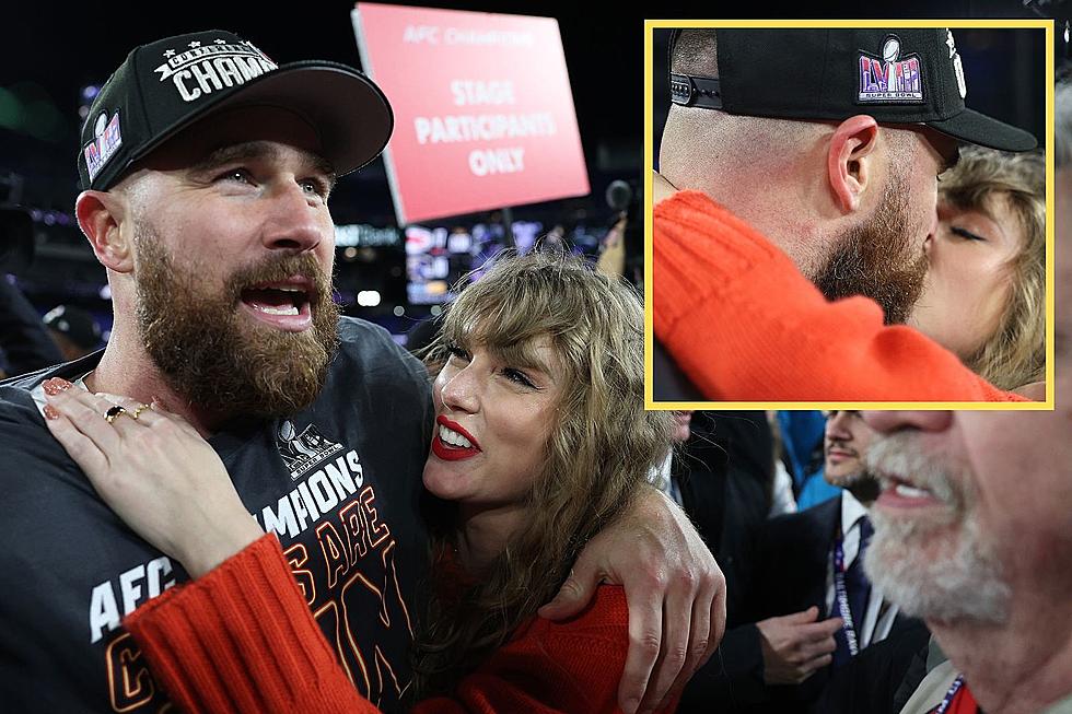 Taylor Swift Plants Kisses on Travis Kelce After Chiefs&#8217; AFC Championship Win [Pictures]