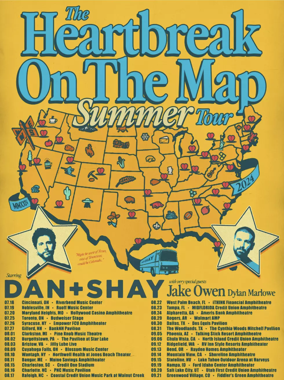 Dan + Shay Heartbreak on the Map Tour Poster