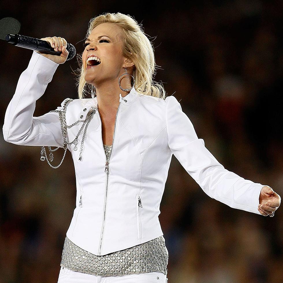 Carrie Underwood performs during the Super bowl pregame show, February 7, 2010