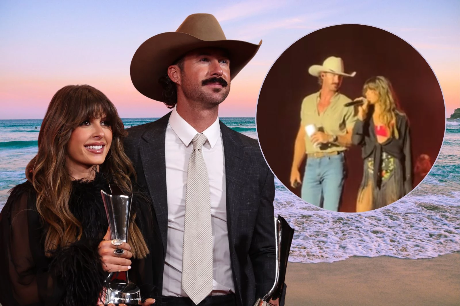WATCH: Riley Green Joins Ella Langley Onstage at Sand in My Boots