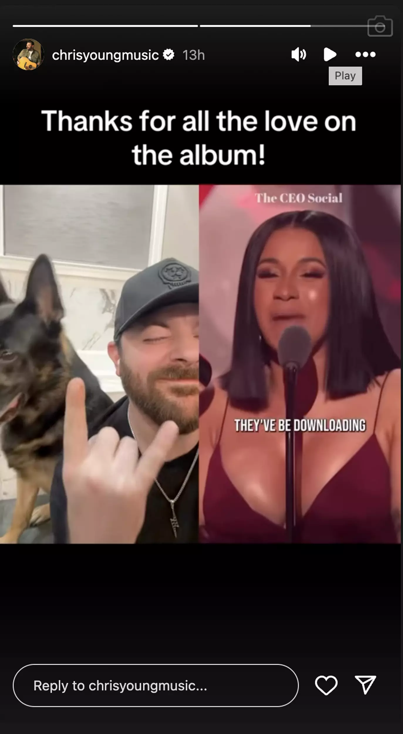 Chris Young Endorsing Cardi B's Haters Speech, Via IG Stories