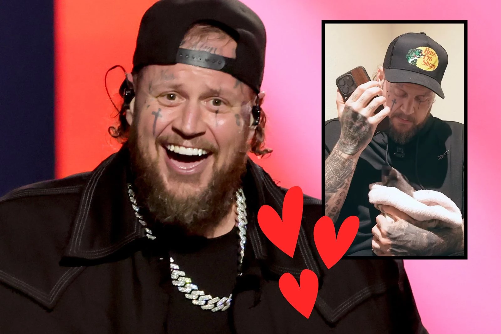 Watch Jelly Roll Play Country Music For a Baby Animal