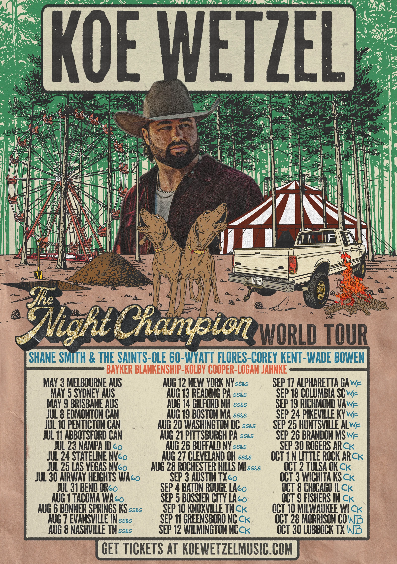 See All 45 Koe Wetzel Night Champion World Tour Dates