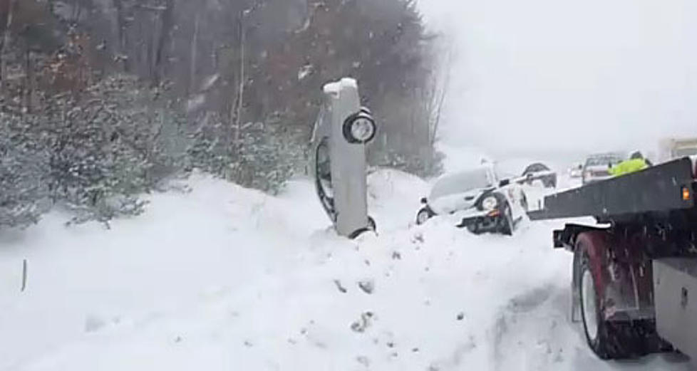 Car Ends Up Parked Vertically