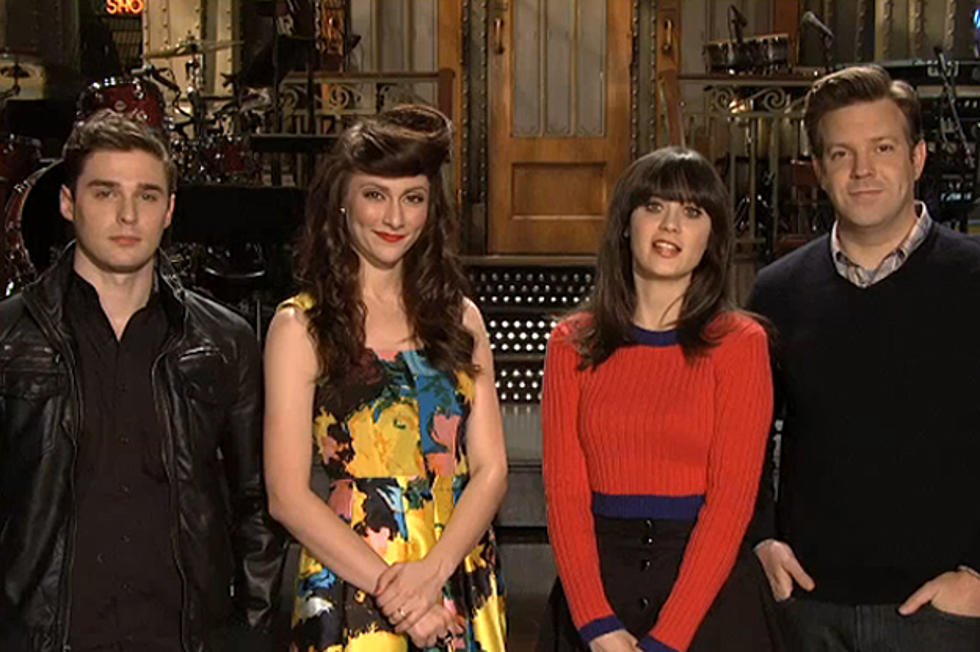 Zooey Deschanel Chats With Jimmy Fallon, Teams Up With Karmin in New ‘SNL’ Promos