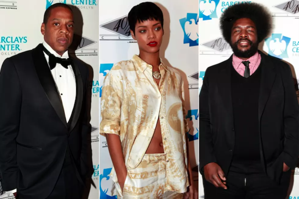 Jay-Z, Rihanna, Questlove + J. Cole Attend 40/40 Club Opening at Barclays Center