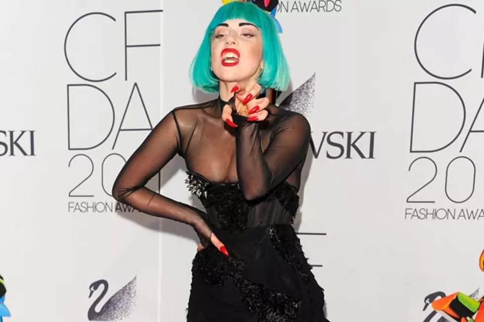 Lady Gaga Channels Donatella Versace + Elizabeth Hurley in Safety Pin Dresses