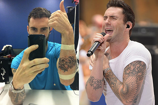 Adam Levine Spends 13 Hours Getting a Tattoo That Covers His Entire Right  Leg