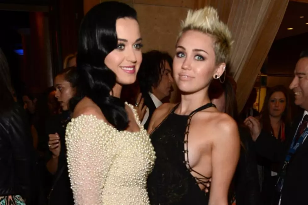 Katy Perry + Miley Cyrus Dazzle in White + Black at Clive Davis Pre-2013 Grammys Party