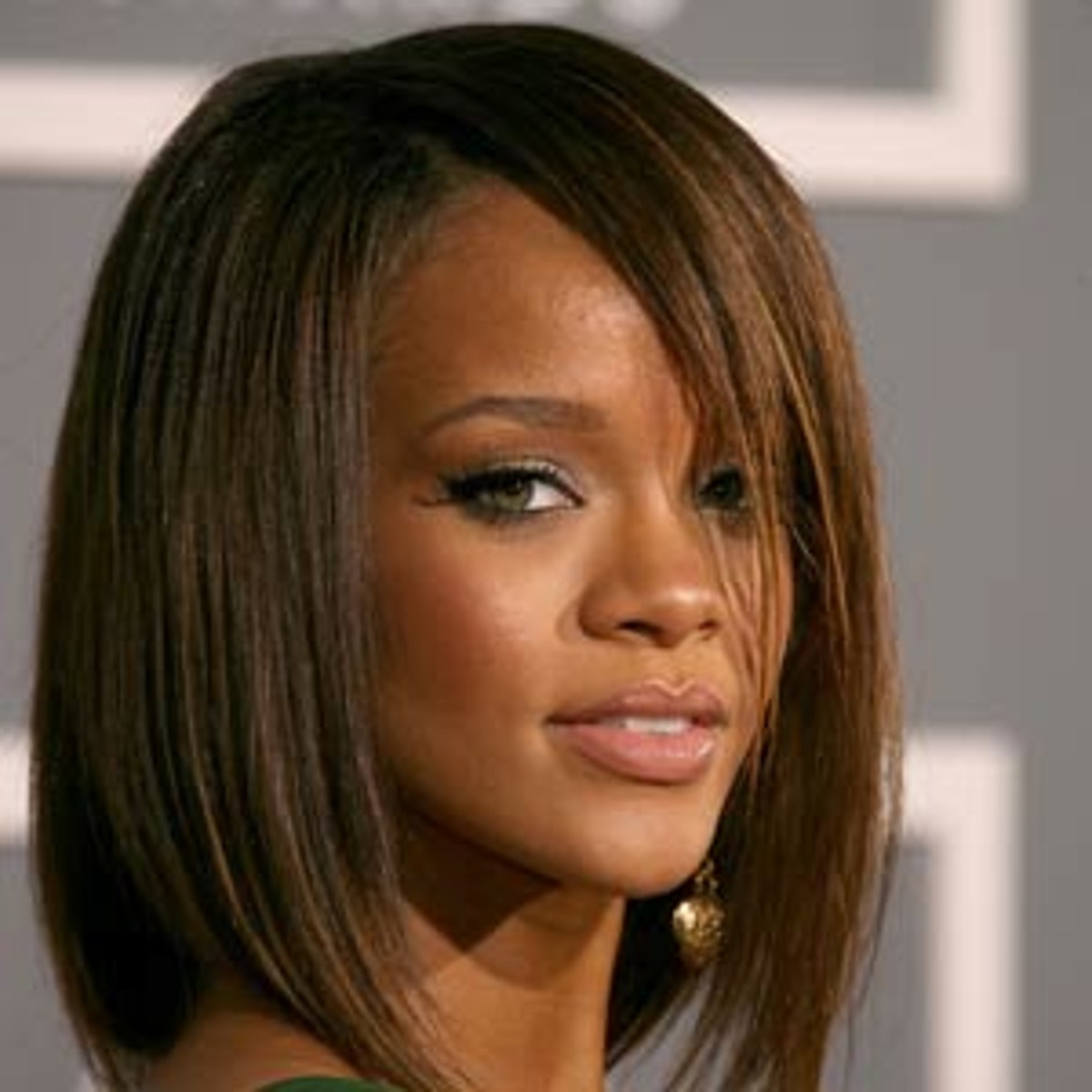 Angled Brown Bob – Best Rihanna Hairstyle