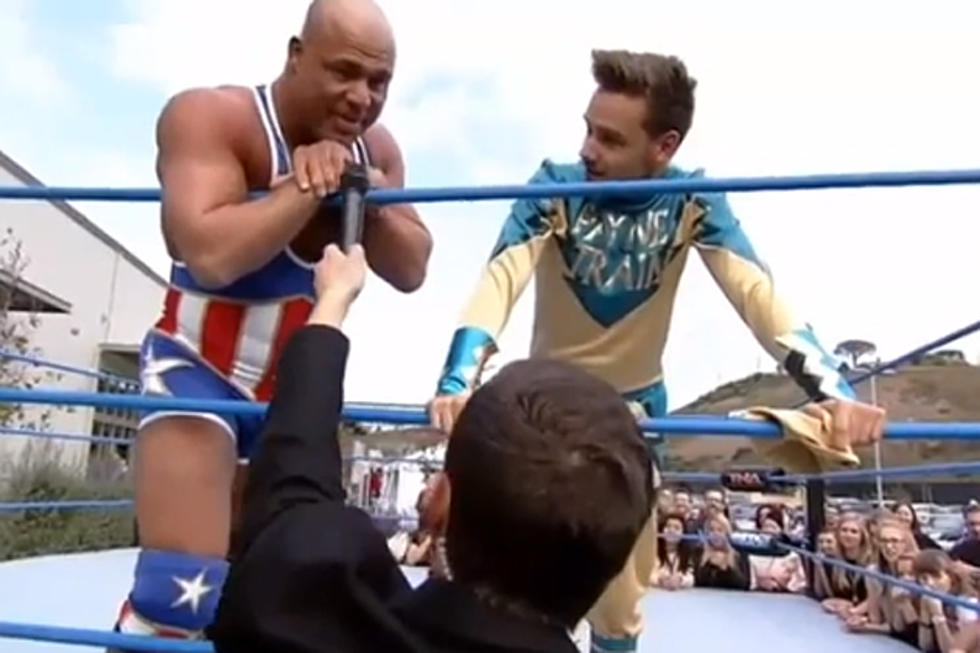 Liam Payne of One Direction Brings the Pain to Pro Wrestler Kurt Angle for 1D Day [VIDEO]