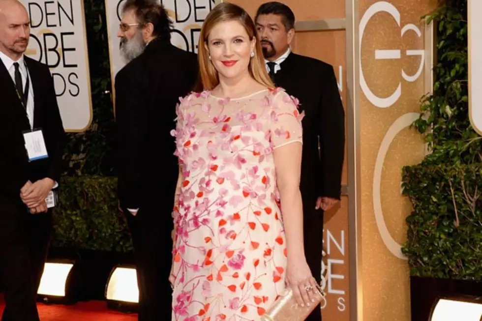 Drew Barrymore Blooms in Floral Monique Lhuillier Dress on 2014 Golden Globes Red Carpet [PHOTOS]