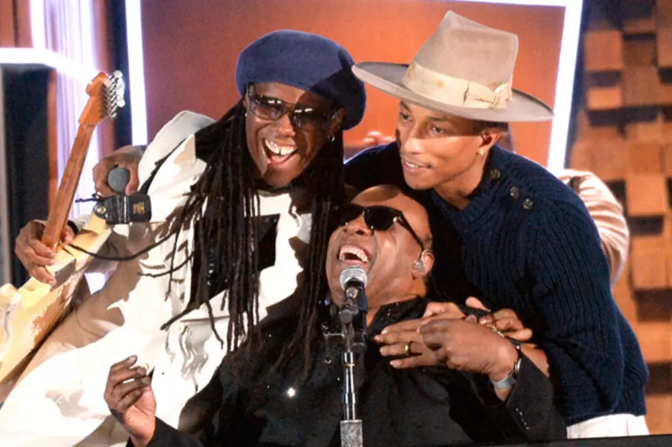 Pharell, Daft Punk, Stevie Wonder Team Up For 'Get Lucky' 2014 Grammy Performance + Win Record + Album of the Year [VIDEO]