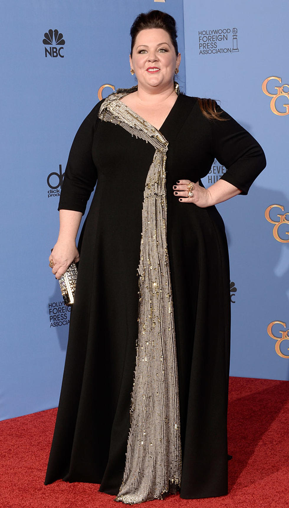 Melissa McCarthy Looks Chic in a Draped Dress on the 2014 Golden Globes Red Carpet [PHOTOS]