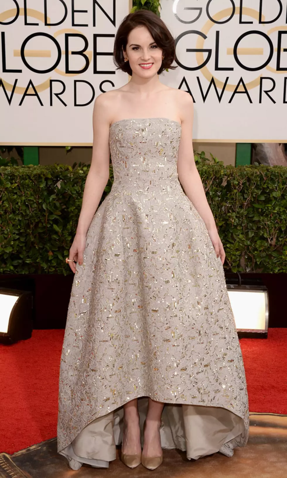 Michelle Dockery Sparkles in Her Dress on the 2014 Golden Globes Red Carpet [PHOTOS]