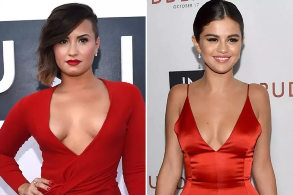 Demi Lovato vs. Selena Gomez: Who Rocks the Red Dress-Plunging Neckline Look Better? &#8211; Readers Poll