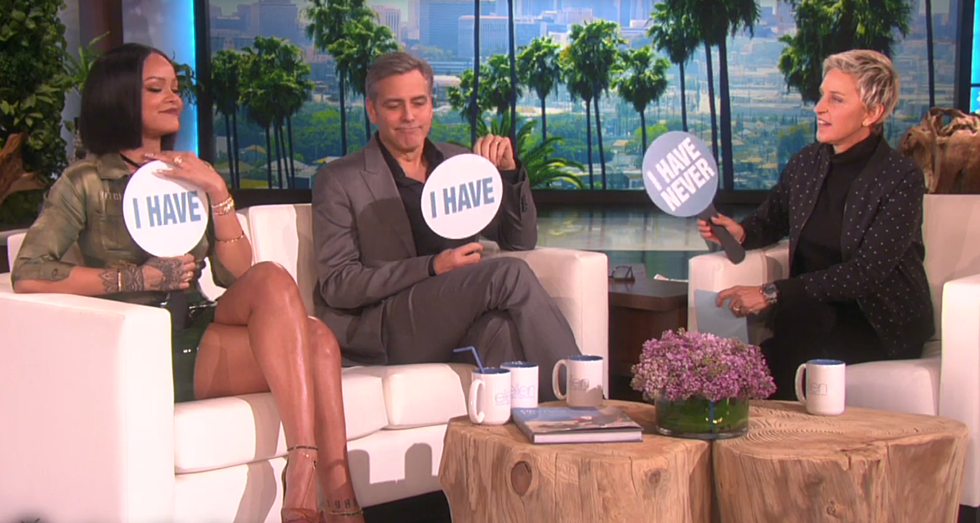 Watch Rihanna and George Clooney Play a Sleepover Game on ‘Ellen’
