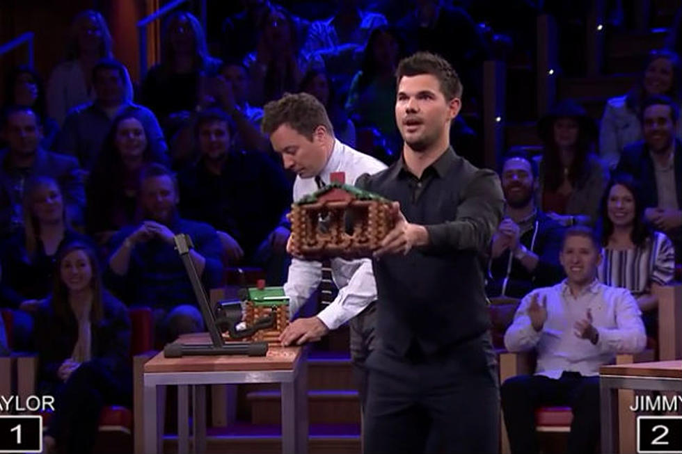 Taylor Lautner Takes &#8216;Granny Shot&#8217; in Random Object Shootout with Jimmy Fallon