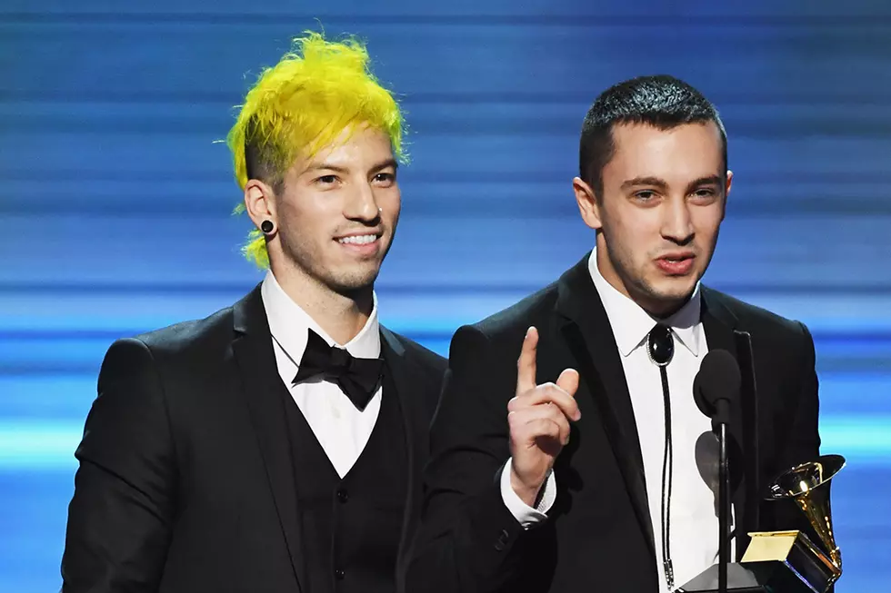 Twenty One Pilots Accept Award for Best Pop Duo/Group Performance at the 2017 Grammy Awards In Their Underwear