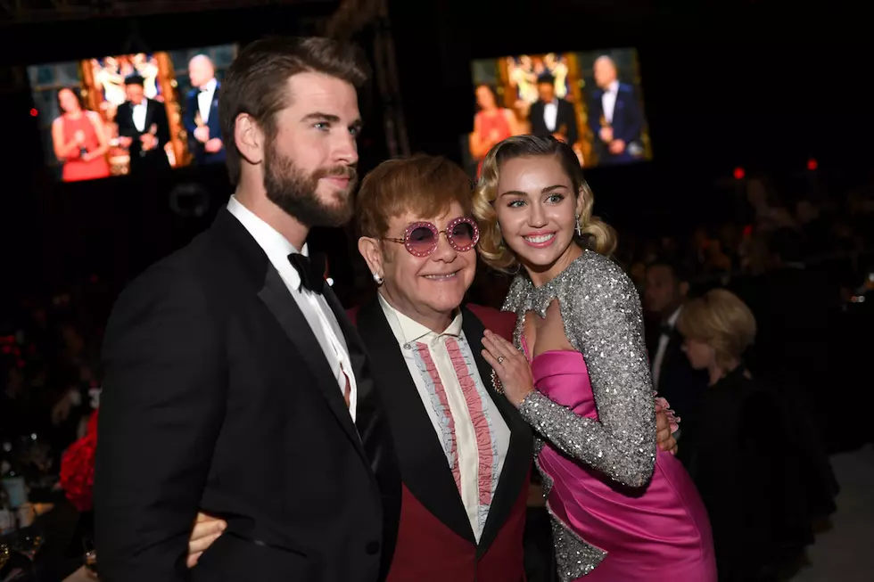 Miley Cyrus and Liam Hemsworth Watched the Oscars With Elton John