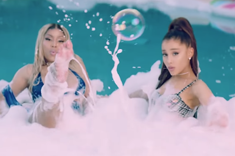 Nicki Minaj Ariana Grande Lather Up In Bubbly Bed Video