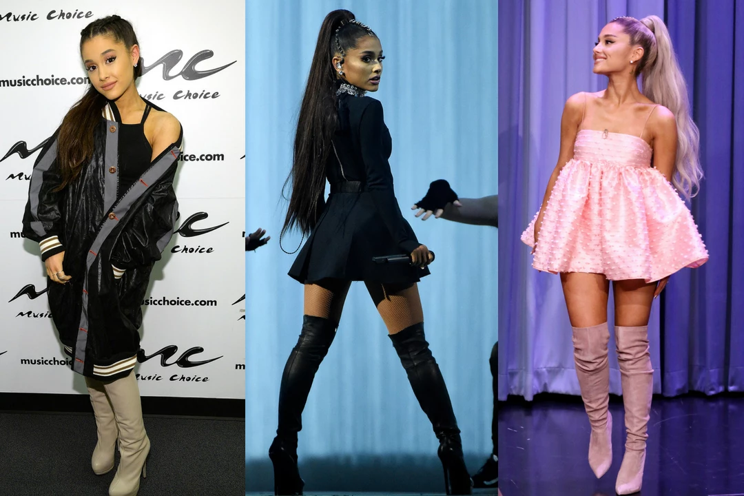 ariana grande sweater dress and boots