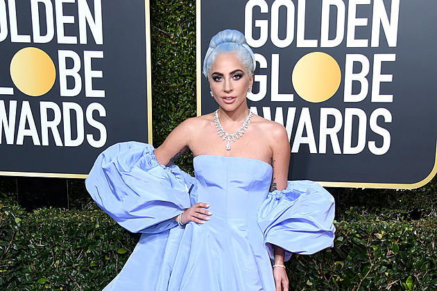 Lady Gaga Rocks Blue Hair and Matching Gown at Golden Globes (PHOTOS)