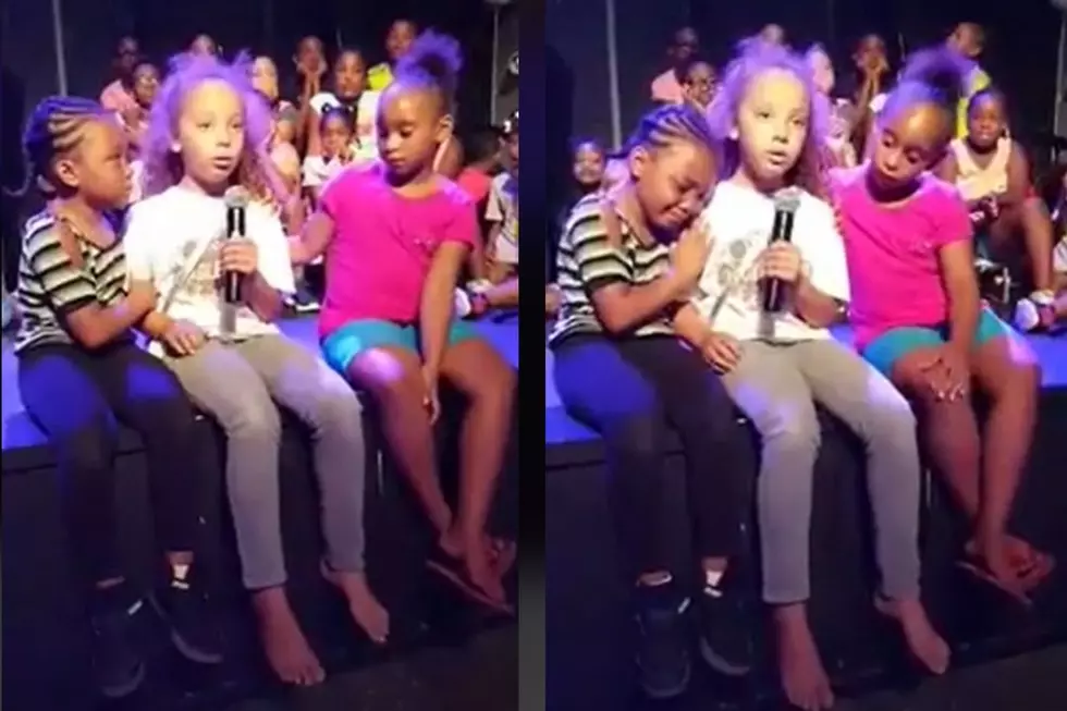 Girl With Stage Fright Comforted by Cousin While Singing 'Hello'