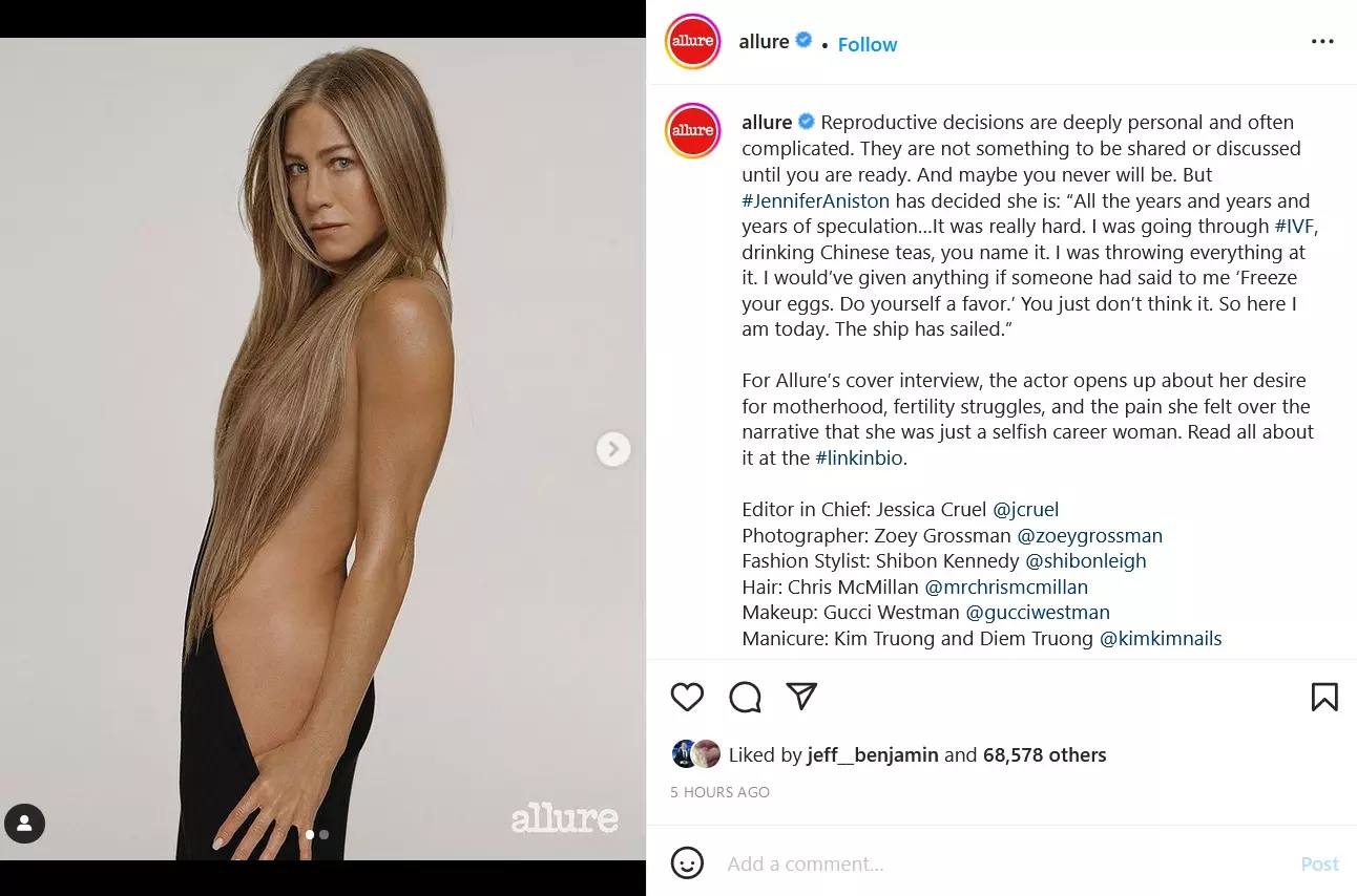 Jennifer Aniston Covers 'Allure' in Chanel Bra, Gucci Thong