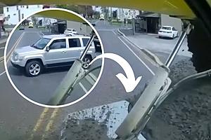 Car Hit by Instant Karma After Cutting Off Concrete Truck While...