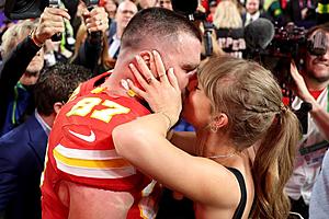 Taylor Swift and Travis Kelce Share Passionate Kiss After Chiefs...