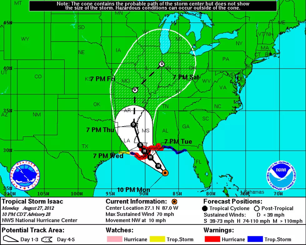 Isaac, Nearing Acadiana, is Downgraded to Tropical Storm Status