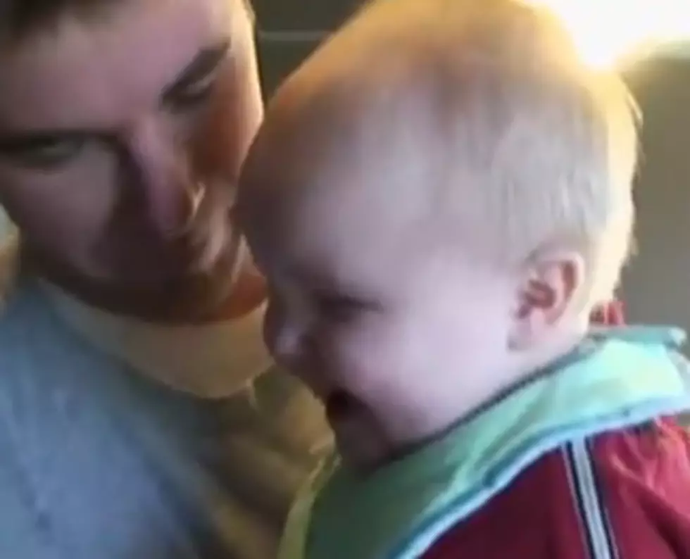 Cute Baby Boy Watching His Daddy Cook and Laughing the Whole Time! [Video]