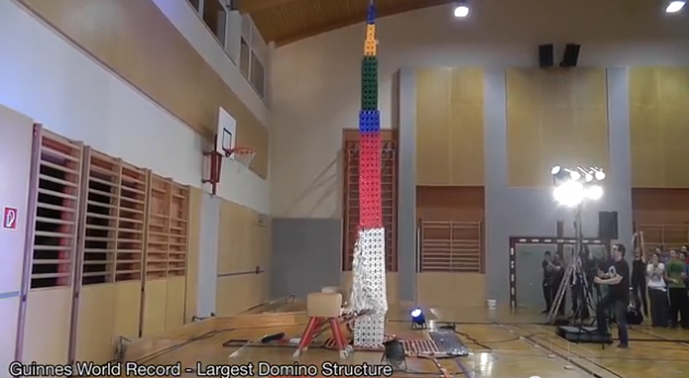Guinness World Record Tallest Domino Structure 100,000 Used [VIDEO]