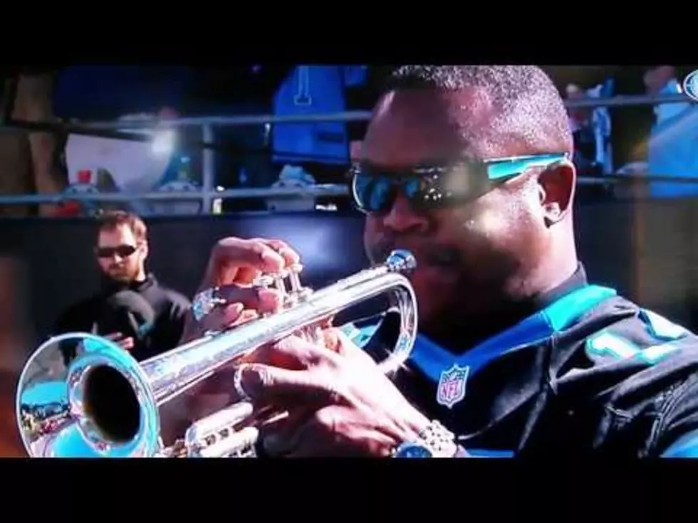 Jesse McGuire Plays The National Anthem At Panthers/49ers Game