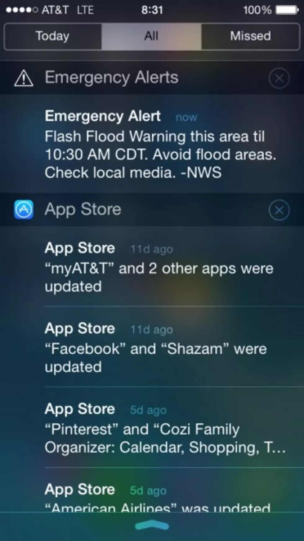 Flash Flood Warning On iPhone