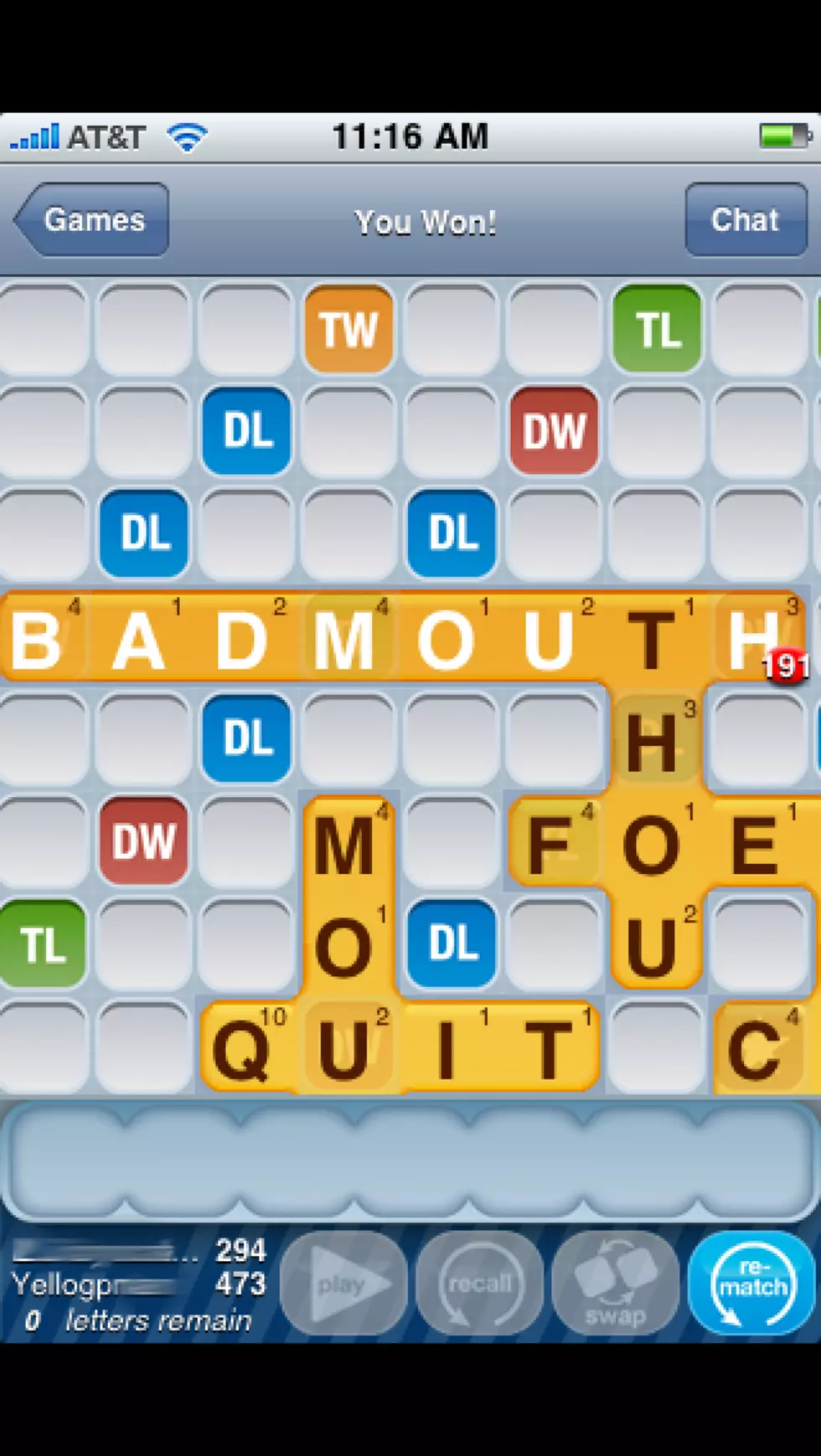 Lucky Play During Words With Friends