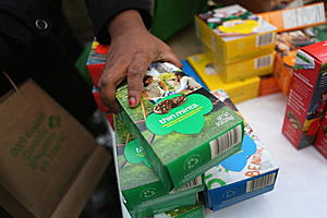 Louisiana Girl Using a Giant Prop to Sell Girl Scout Cookies