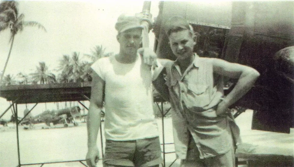 Norris Gwin (left) with crew member, 1945 (Photo Submitted)
