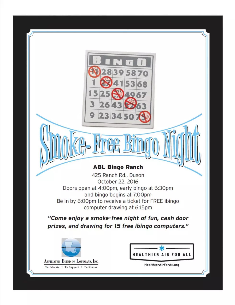 Smoke-Free Bingo Oct 22