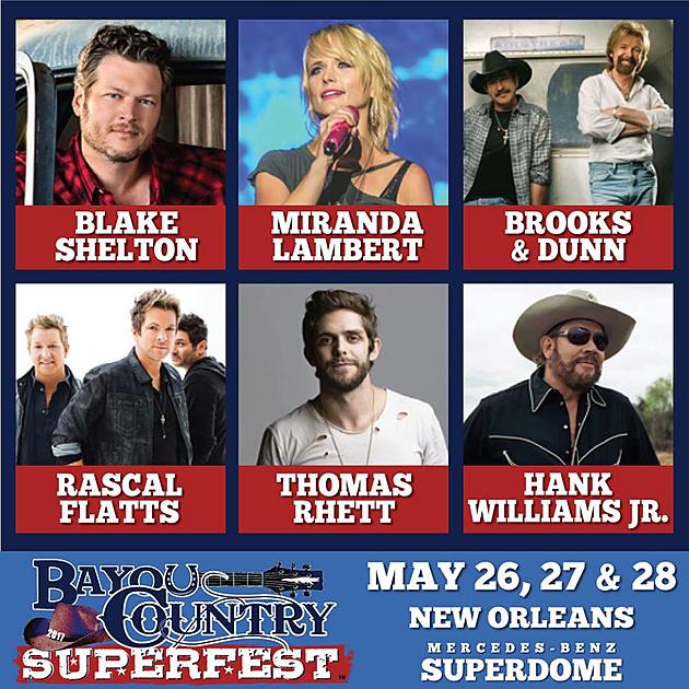 Blake Shelton, Miranda Lambert To Highlight Bayou Country Superfest