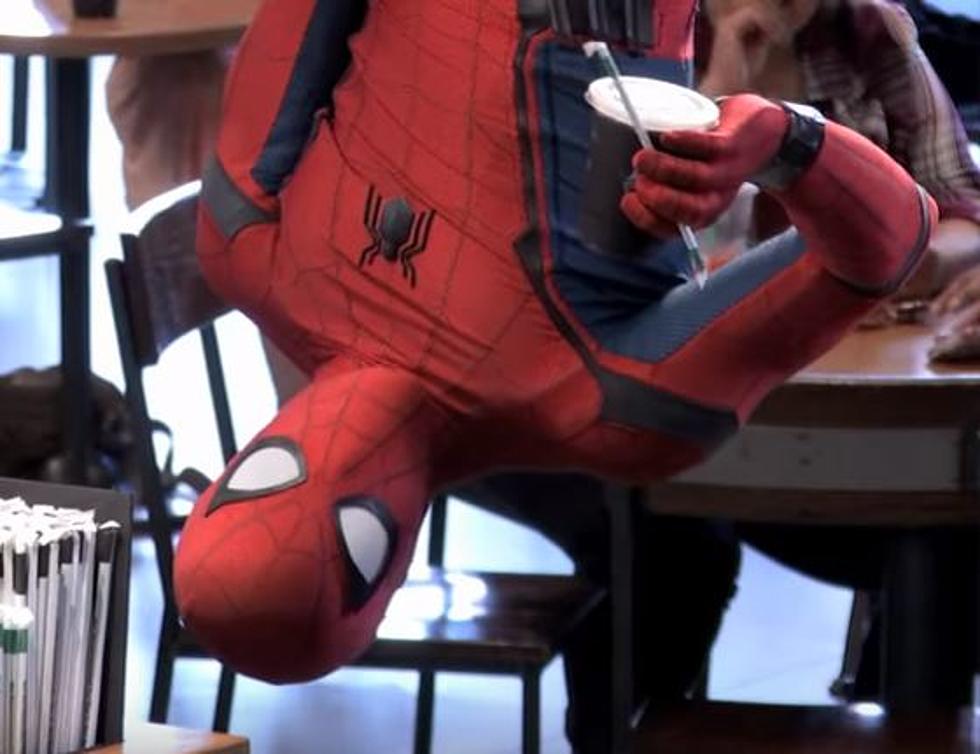 Spider &#8211; Man Drops In On Coffee Drinkers At New York Starbuck&#8217;s [VIDEO]