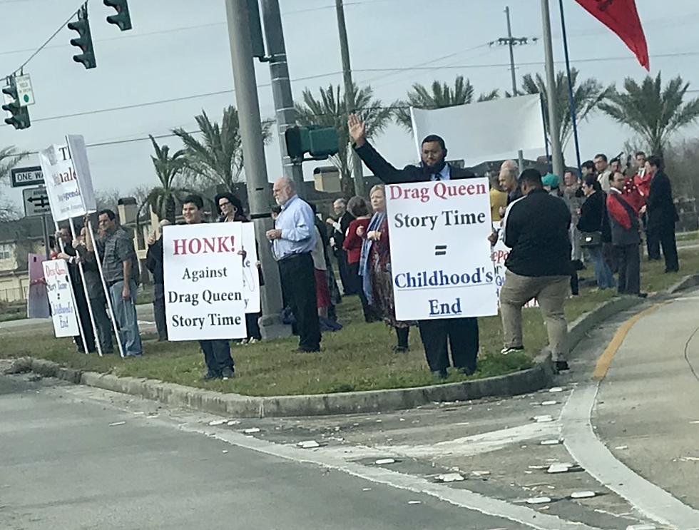 Protest Signs Said Honk If You're Against Drag Queen Story Time