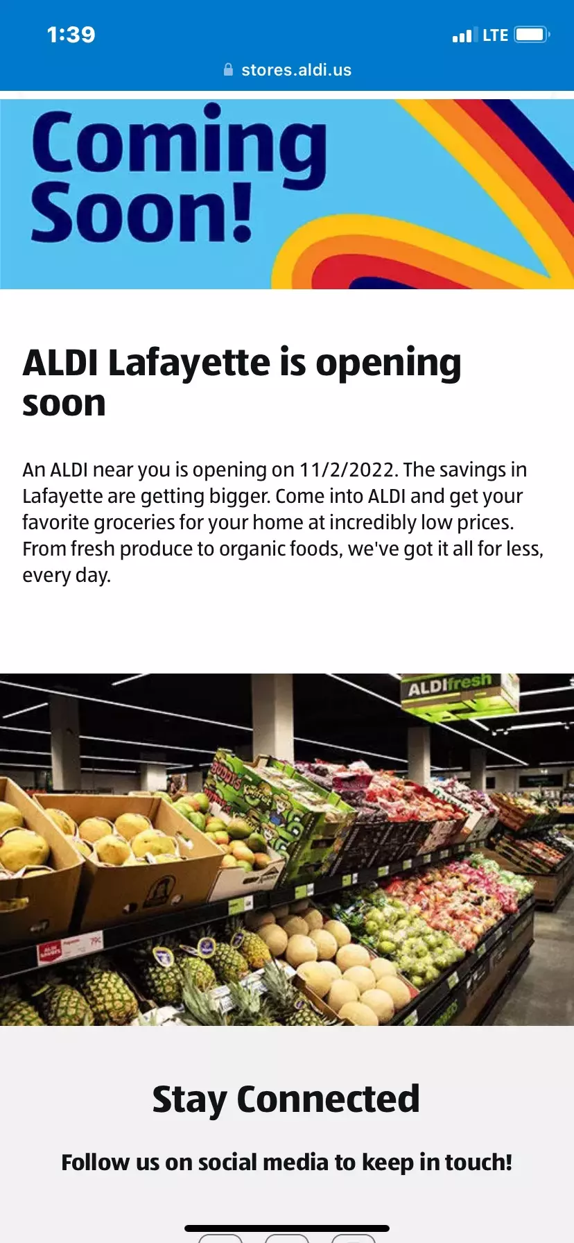 Aldi Announces New Opening Date of Louisiana Ave Location