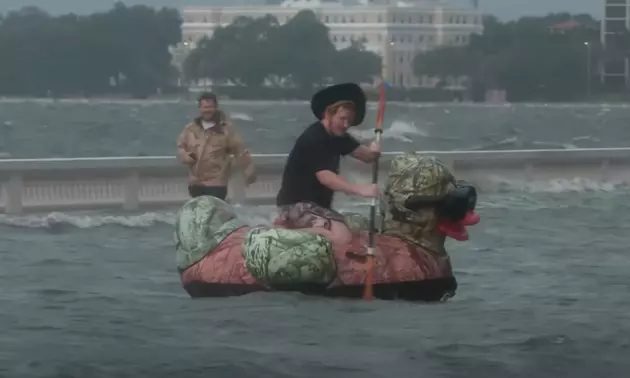 Florida Man Takes on Idalia Storm Surge in Inflatable Duck