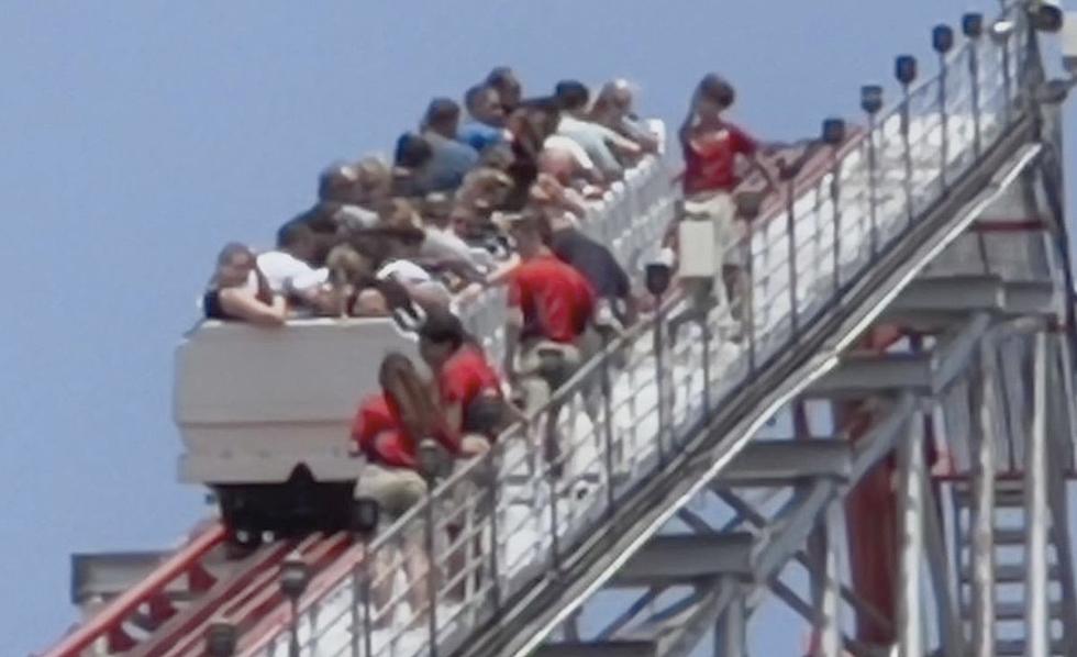Riders Evacuate Roller Coaster Stuck 200 Feet Above Ground Video